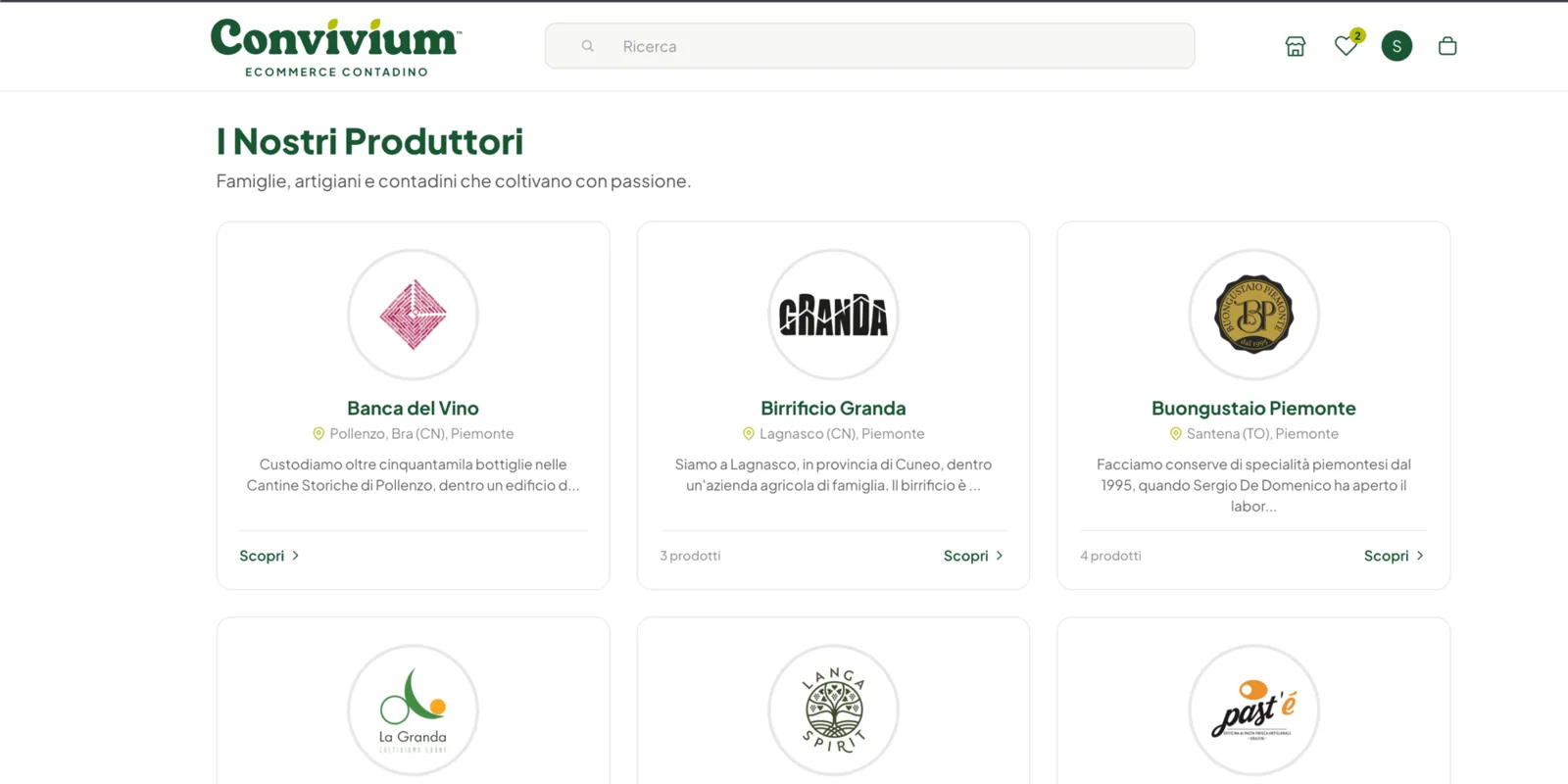 Producers page: every farm and artisan is a metaobject with its own card